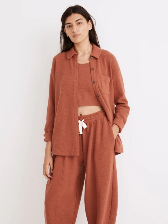 Madewell Tops - Madewell Textural Knit Shirt-Jacket Weathered Brick Rust Orange XS
